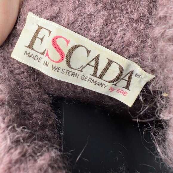 ESCADA VTG Heritage Mohair Top Buttons Eggplant Knitted Cardigan 70's 80's sz 40 - Picture 10 of 14